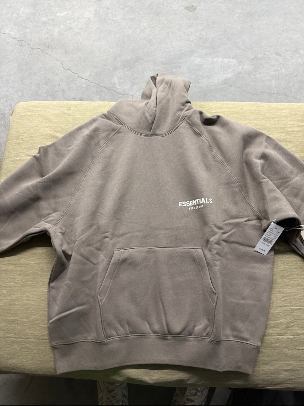 Essentials Men's Fleece Hoodie in Desert Taupe size XL